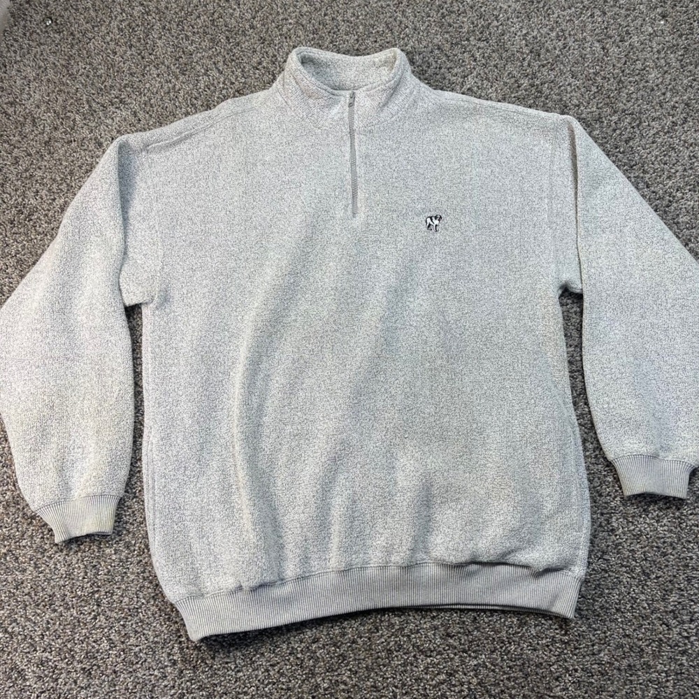 Big Dogs Mens XL 1/4 Zip Pullover Sweatshirt Gray Embroidered Logo Casual